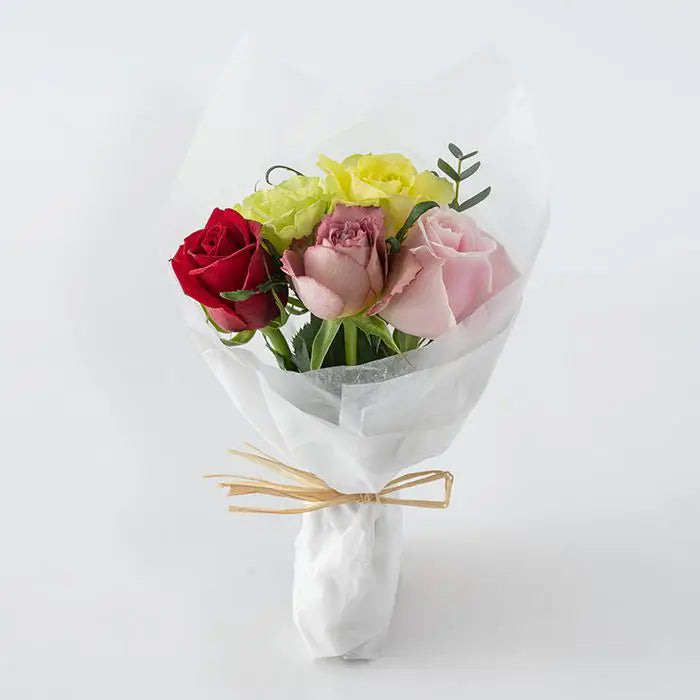 ホシファーム　プチギフトシリーズ　摘みたて薔薇のブーケ　カラフル５本【産地直送品・送料込み】