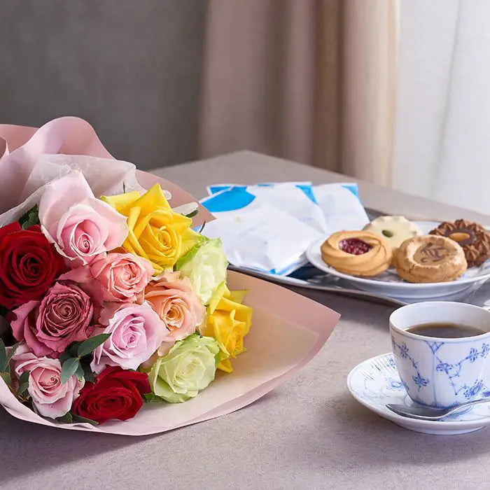 フリル１２本カラフル＆４種の焼き菓子とＲＣＤＣ　ドリップコーヒーセット７個【産地直送品・送料込み】