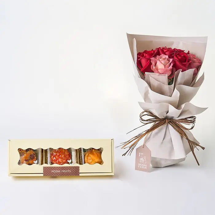 ホシファーム　ニュアンスレッド８本＆ホシフルーツ　煌めき果実のカップケーキ３個【産地直送品・送料込み】