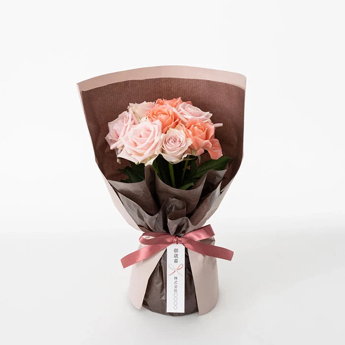 ホシファーム　届いた姿でそのまま飾れるスタンディング薔薇ブーケ　スイート８本