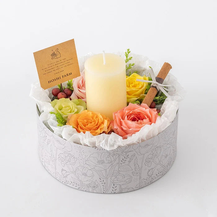 ホシファーム　『薔薇のケーキでお祝いギフト』カラフル　キャンドル付
