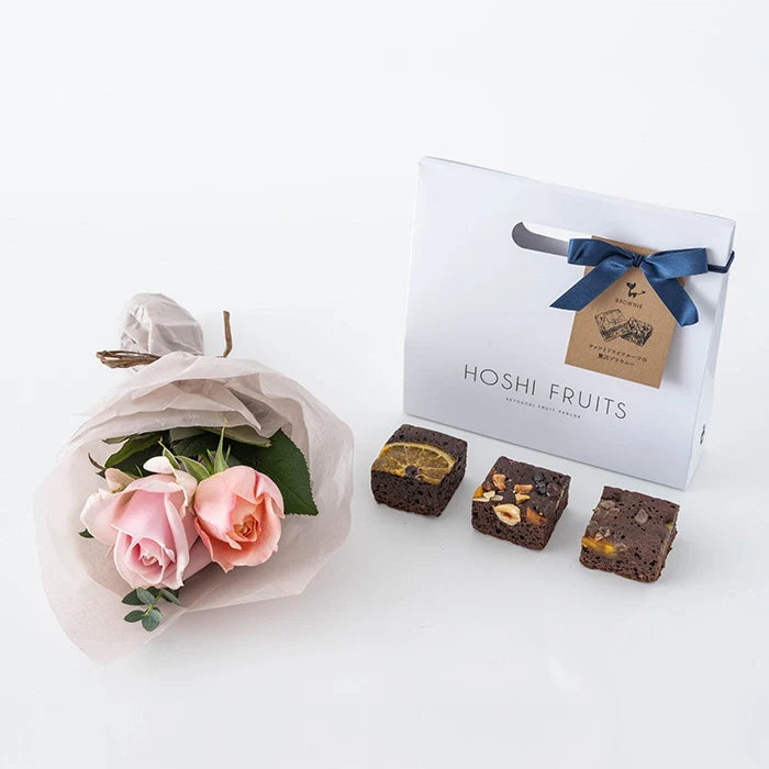 ホシファーム　薔薇のミニブーケ　スイート２本＆ホシフルーツ贅沢ブラウニー３個入