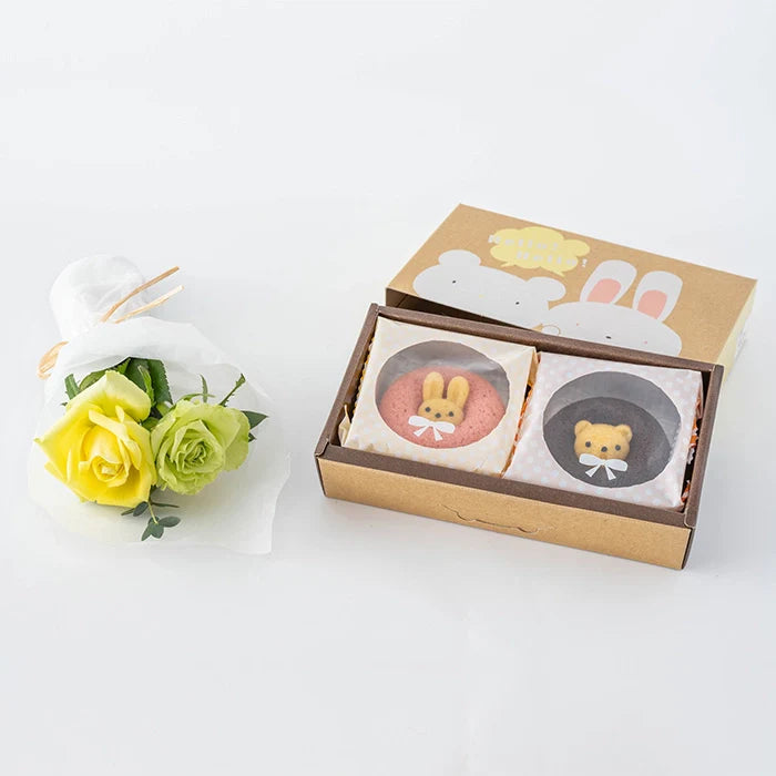 ホシファーム　薔薇のミニブーケ　パッション２本＆アニマルドーナツ２個